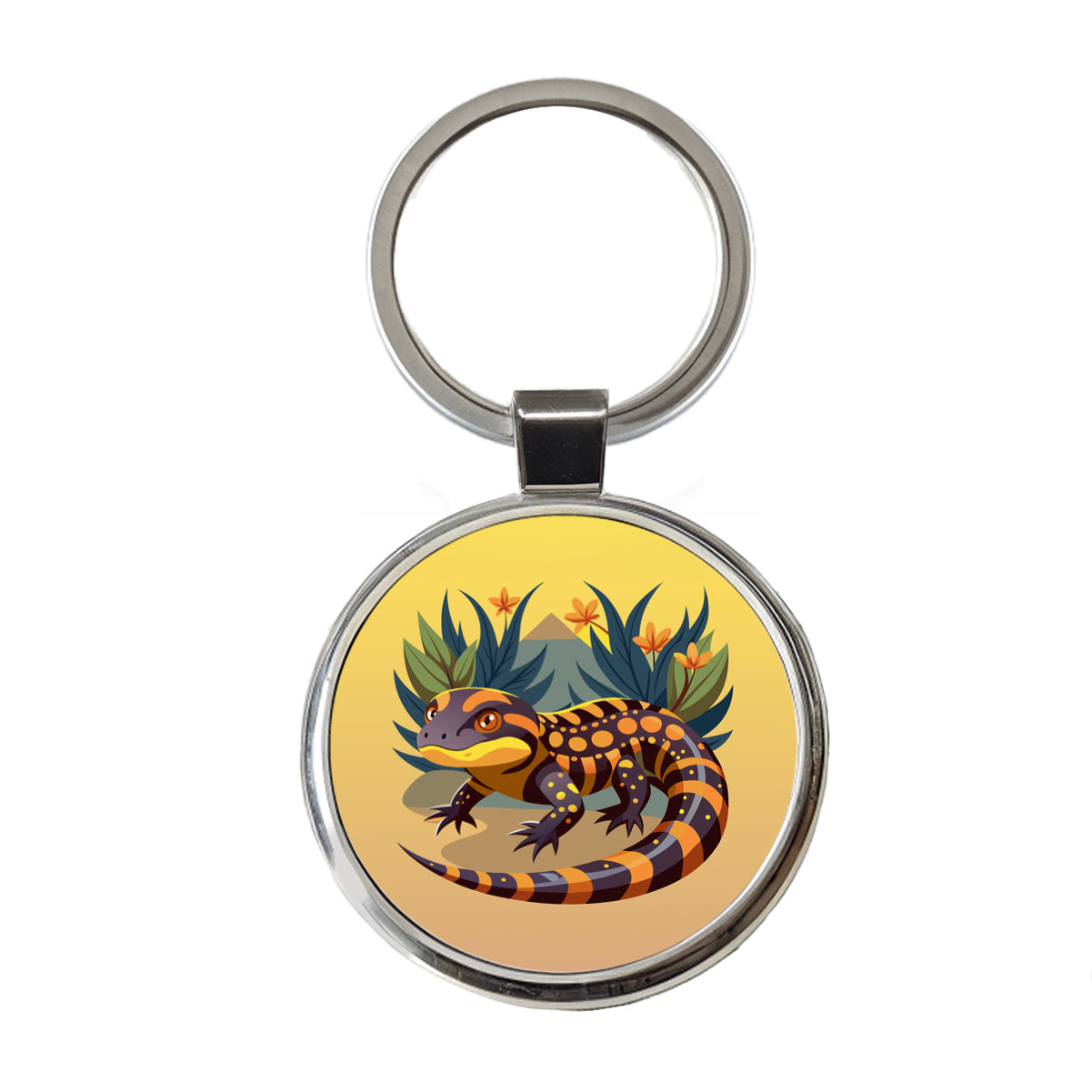 Gila Monster Round Metal Keychain