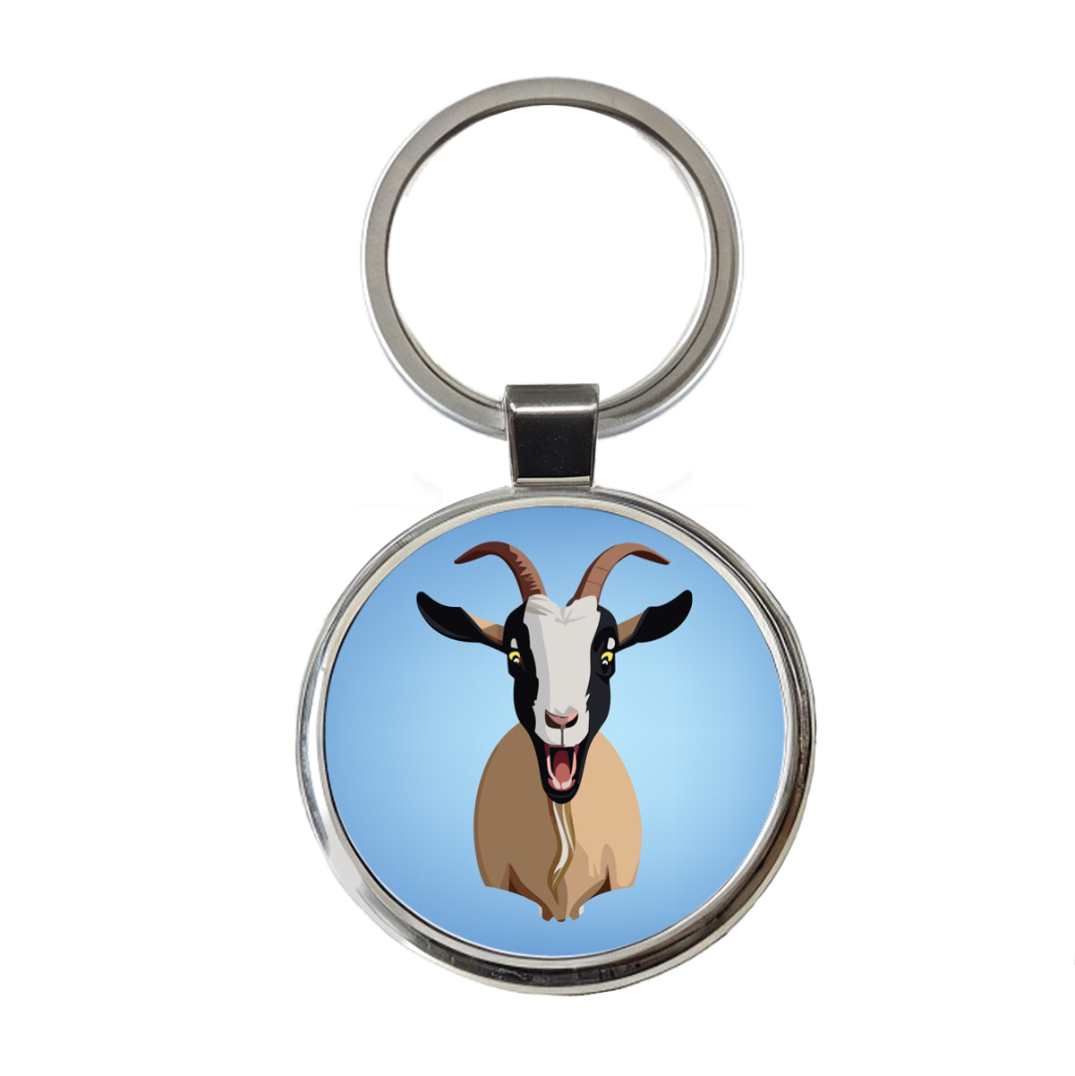 Goat Screaming Funny Round Metal Keychain