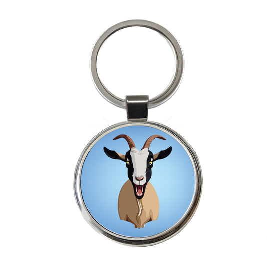 Goat Screaming Funny Round Metal Keychain