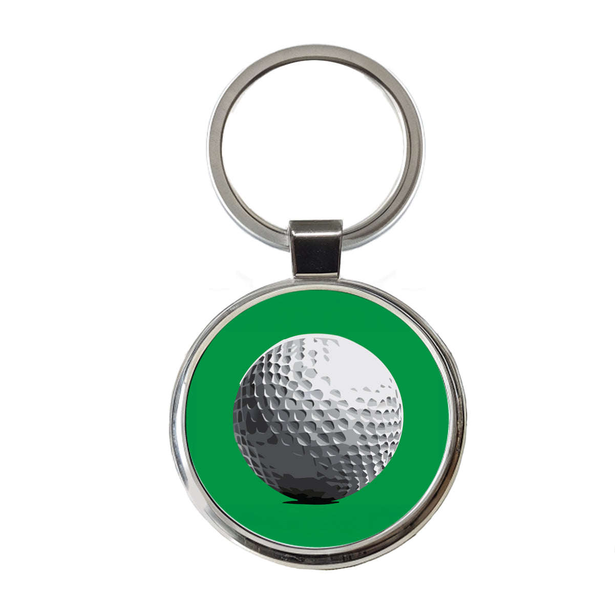 Golf Ball Golfing Sport Round Metal Keychain