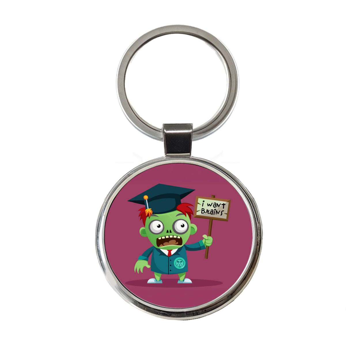 Graduate Zombie Graduation I Want Your Brains Round Metal Keychain