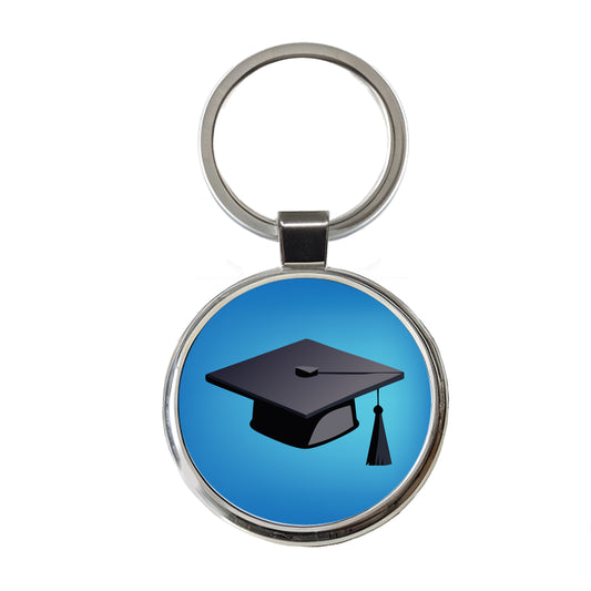 Graduation Cap Graduate Hat Round Metal Keychain
