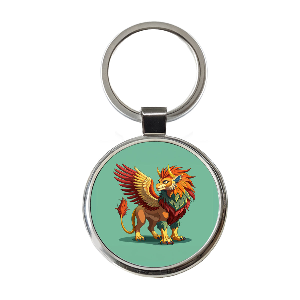 Griffin Greek Mythology Round Metal Keychain