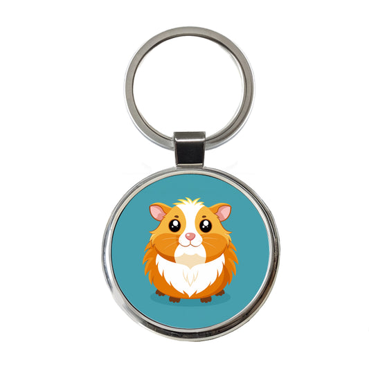 Guinea Pig Cute Round Metal Keychain