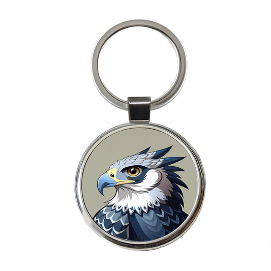Harpy Eagle Profile Round Metal Keychain