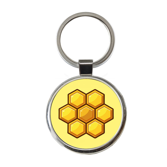 Honeycomb Elegant Round Metal Keychain