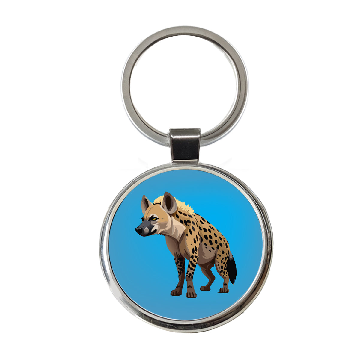 Hyena African Animal Round Metal Keychain