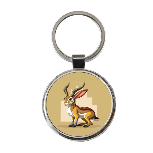 Jackalope Elegant Round Metal Keychain