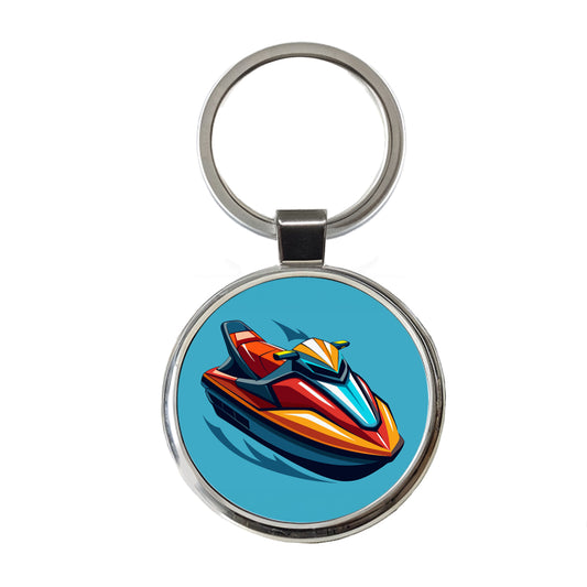 Jet Ski Water Sport Round Metal Keychain