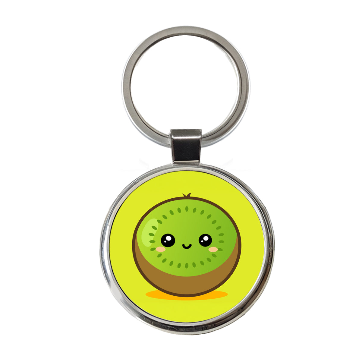 Kiwi Cute Happy Fruit Round Metal Keychain