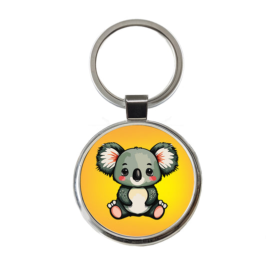Koala Cute Watercolor Round Metal Keychain