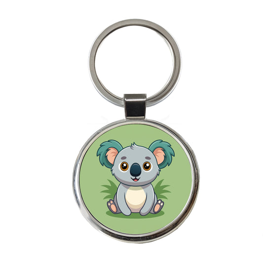 Koala Cute Round Metal Keychain