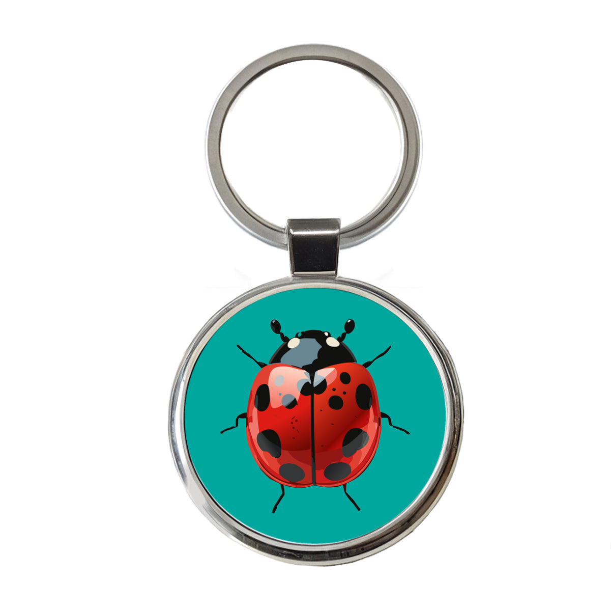 Ladybug Pretty Round Metal Keychain