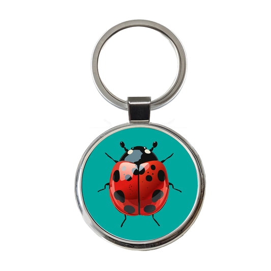 Ladybug Pretty Round Metal Keychain