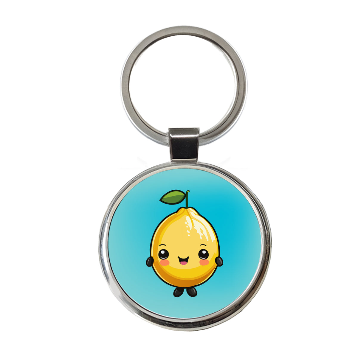 Lemon Cute Chibi Kawaii Round Metal Keychain
