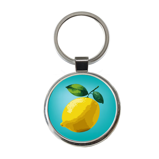 Lemon Fruit Citrus Round Metal Keychain