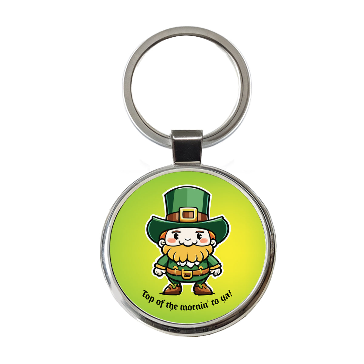 Leprechaun Irish Top of the Morning Funny St Patrick's Day Round Metal Keychain