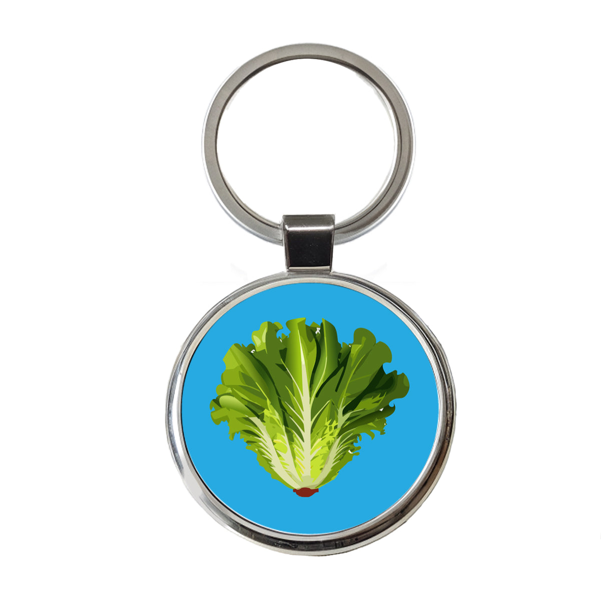 Lettuce Head Vegetable Round Metal Keychain