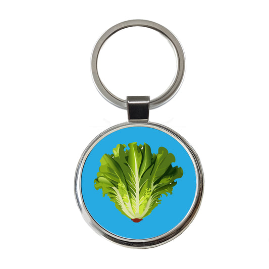 Lettuce Head Vegetable Round Metal Keychain