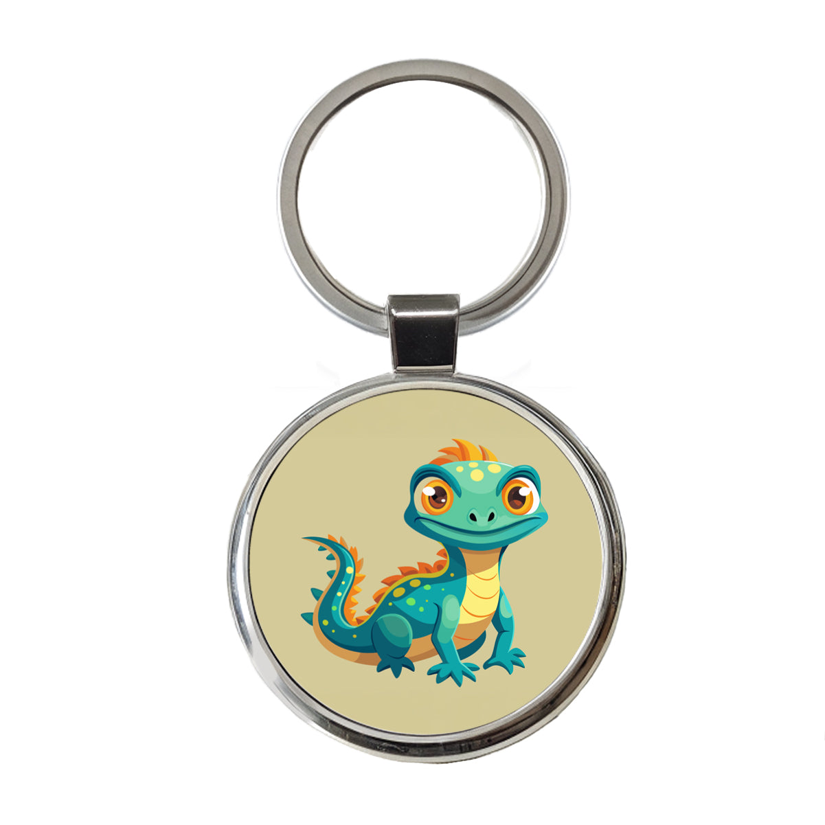 Lizard Cute Round Metal Keychain