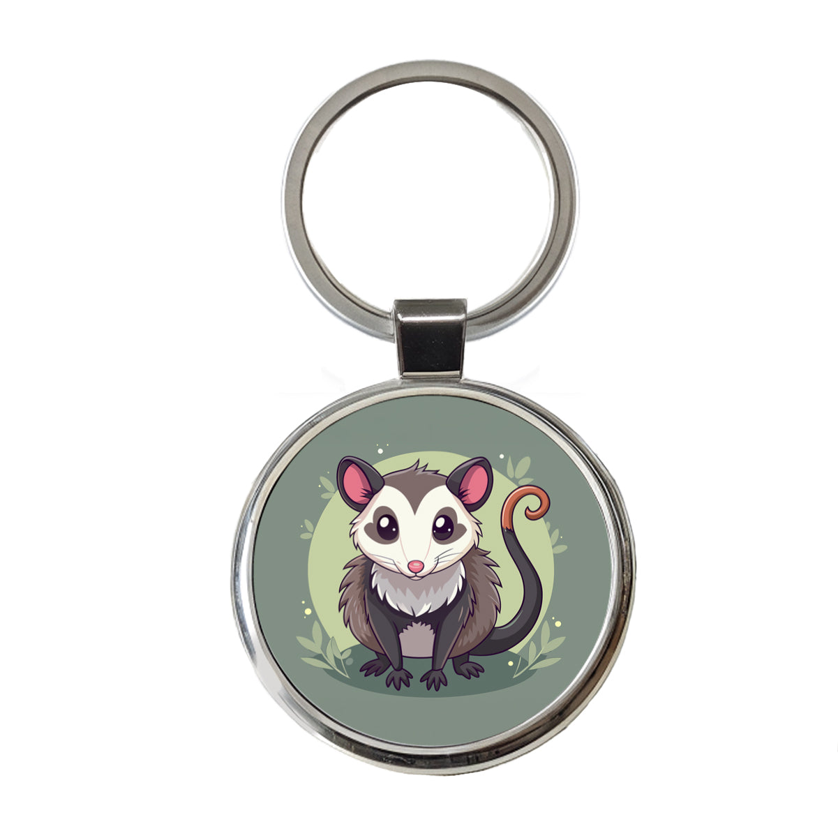Opossum Cute Animal Round Metal Keychain