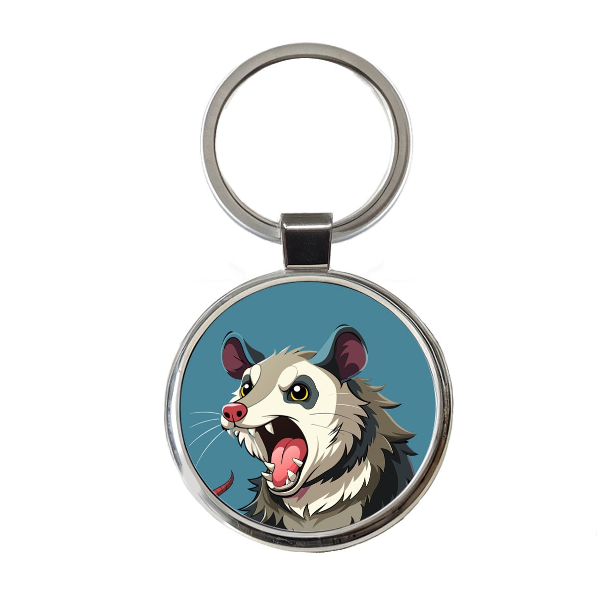 Opossum Screaming Funny Round Metal Keychain