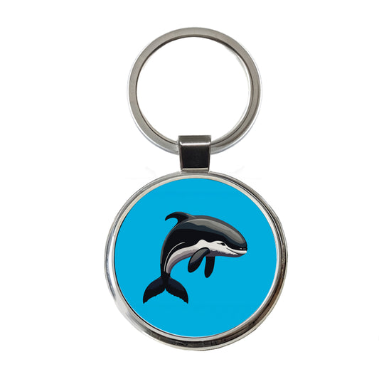 Orca Killer Whale Round Metal Keychain