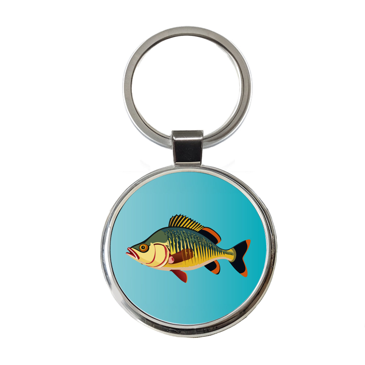 Perch Fish Colorful Fishing Round Metal Keychain