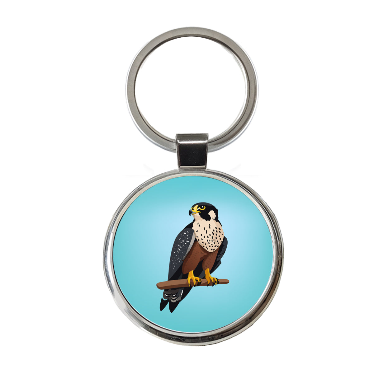 Peregrine Falcon Bird Round Metal Keychain