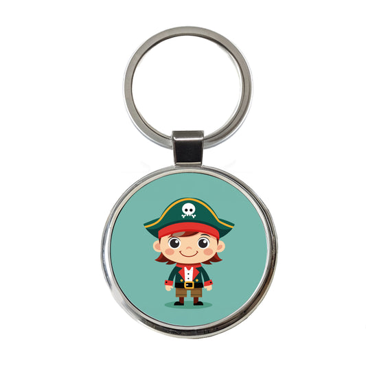 Pirate Cute Round Metal Keychain