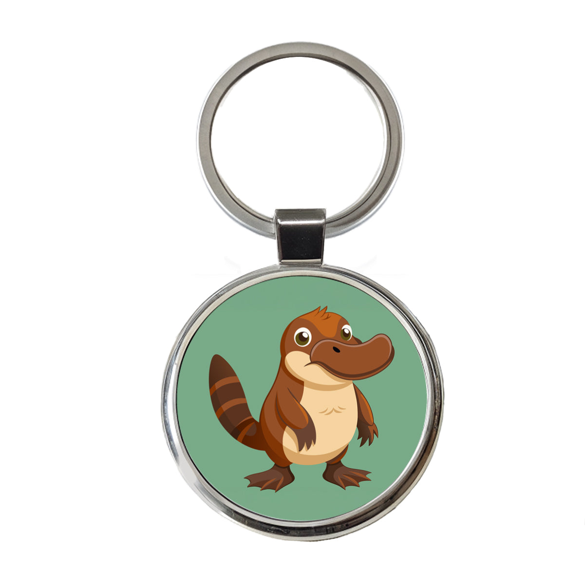 Platypus Cute Round Metal Keychain