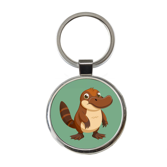 Platypus Cute Round Metal Keychain