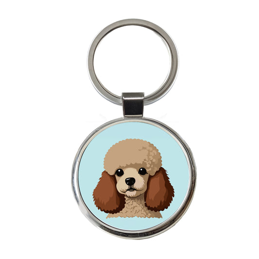 Poodle Head Cute Round Metal Keychain