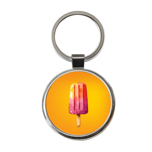 Popsicle Colorful Summer Dessert Round Metal Keychain