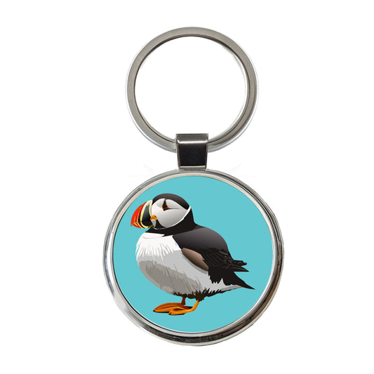 Puffin Seabird Bird Round Metal Keychain