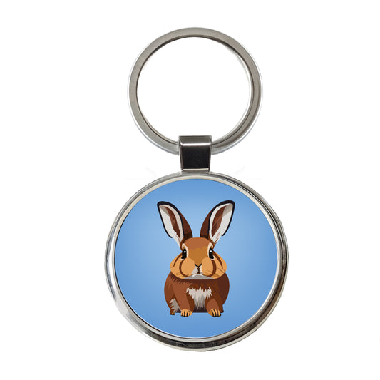 Rabbit Bunny Sweet Woodland Animal Round Metal Keychain