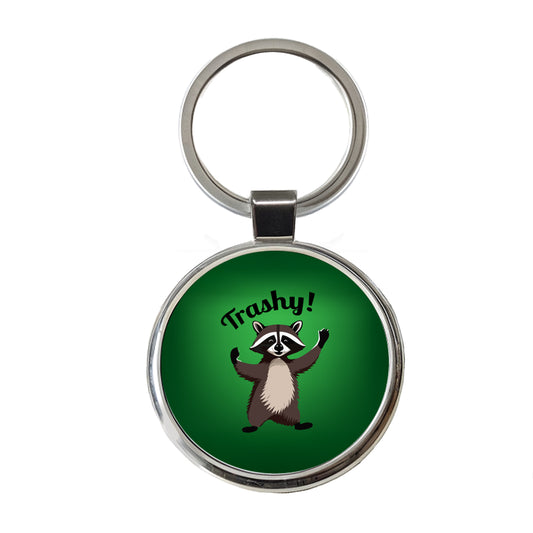 Raccoon Trashy Funny Round Metal Keychain