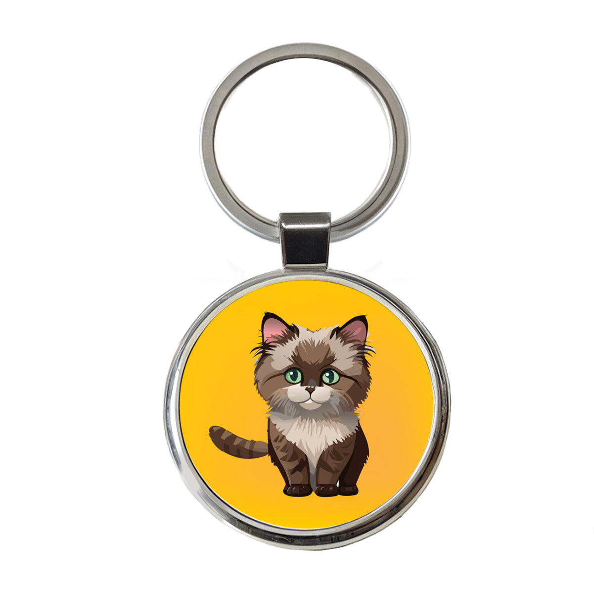 Ragdoll Cat Kitten Round Metal Keychain