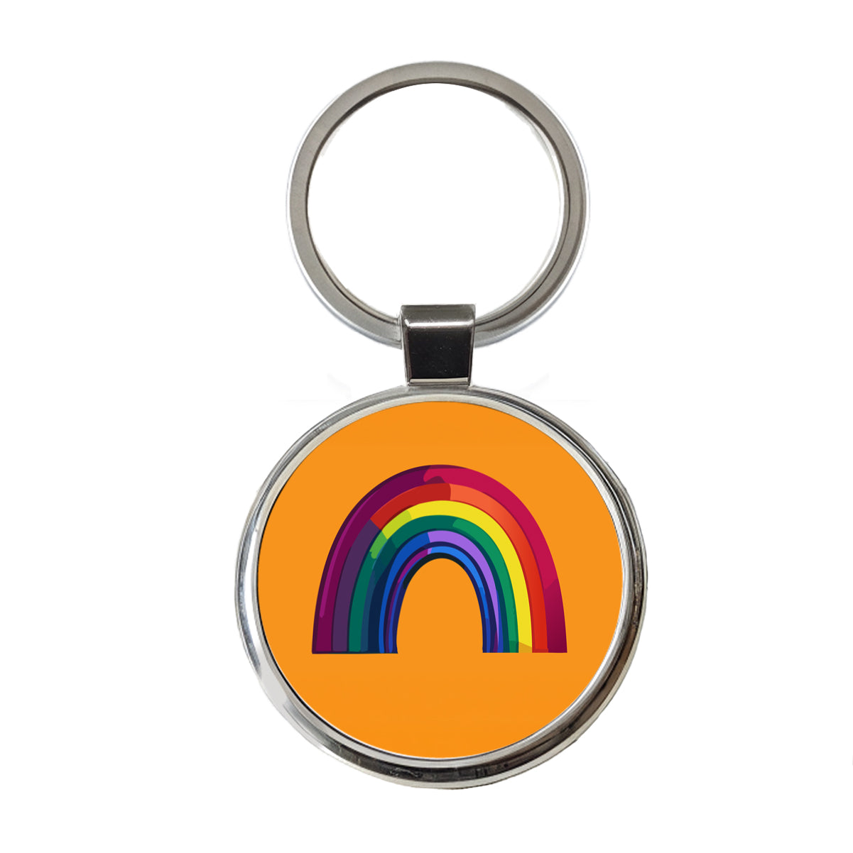 Rainbow Pride Gay LGBTQ Round Metal Keychain