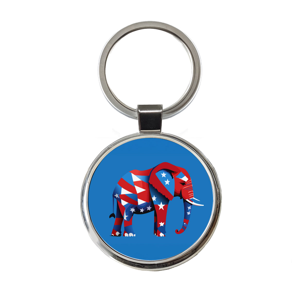 Republican Elephant Patriotic Conservative Vote Round Metal Keychain