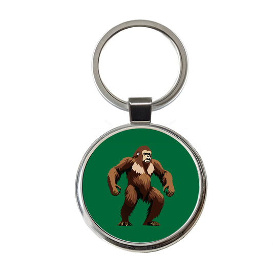 Sasquatch Bigfoot Standing Round Metal Keychain