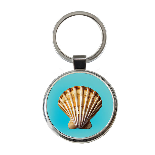 Seashell Sea Shell Ocean Beach Round Metal Keychain