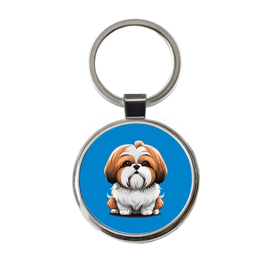 Shih Tzu Dog Adorable Round Metal Keychain