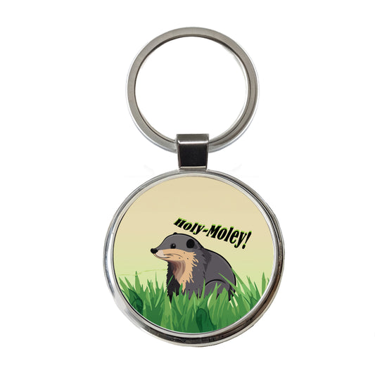 Shrew Mole Holy Moley Funny Animal Round Metal Keychain