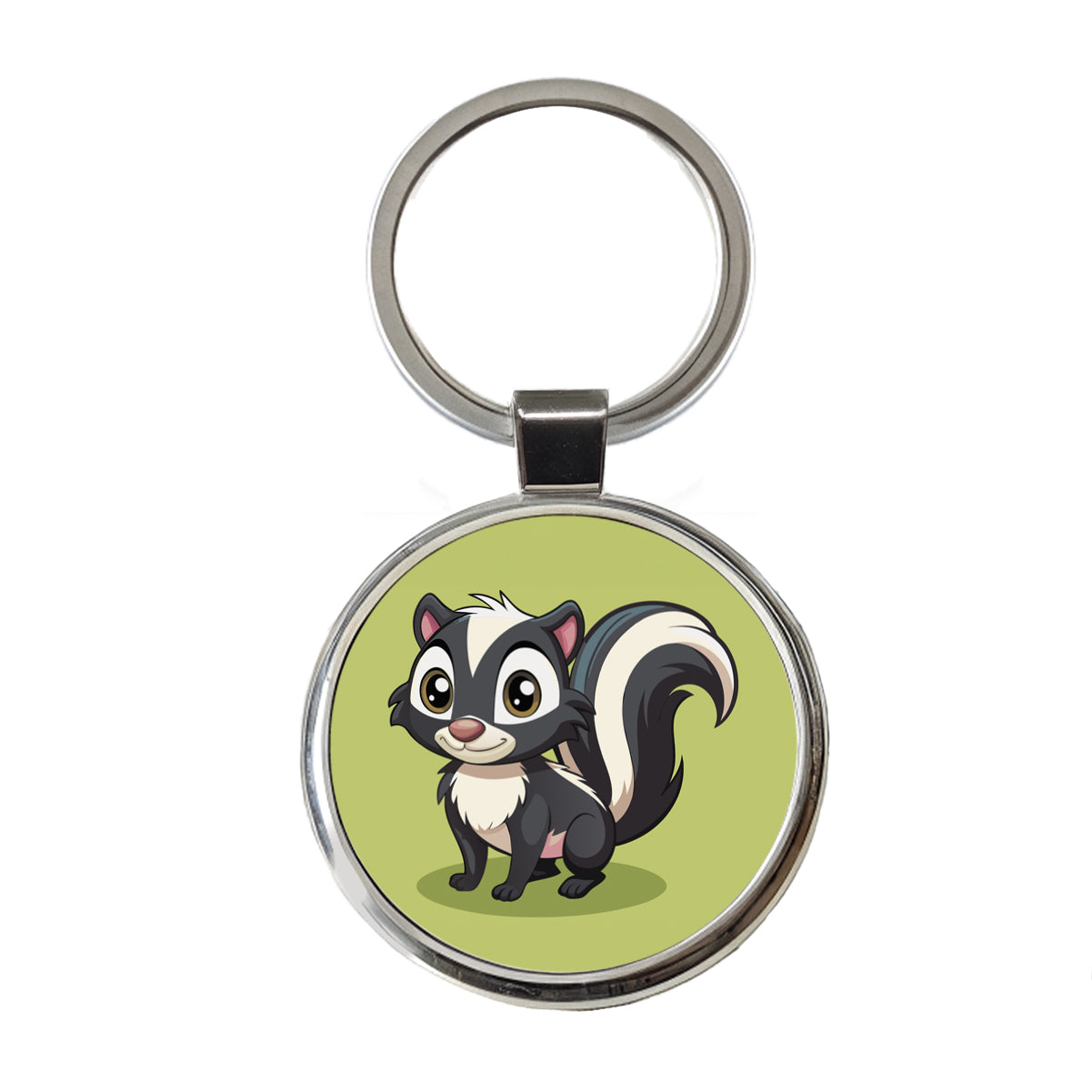 Skunk Cute Round Metal Keychain