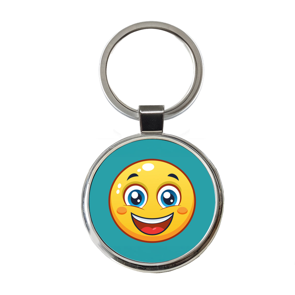 Smiling Face Happy Round Metal Keychain