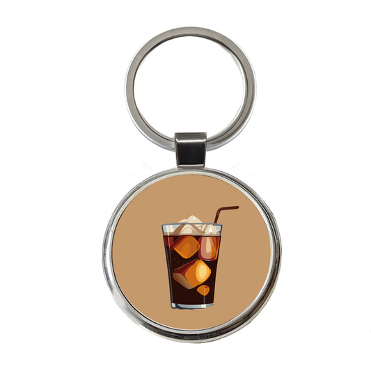 Soda Cola Pop Soft Drink Round Metal Keychain