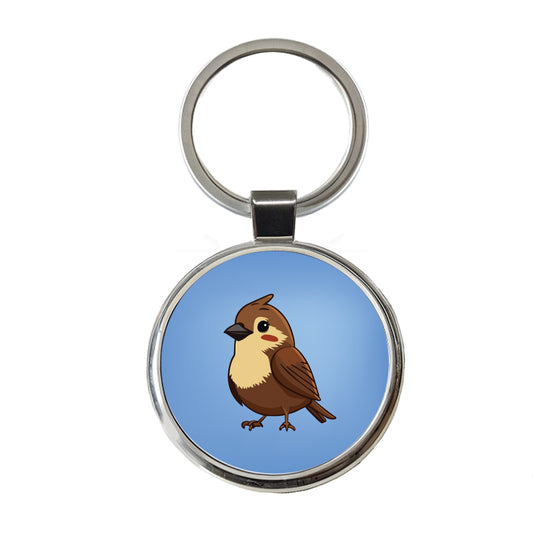 Sparrow Brown Bird Cute Round Metal Keychain
