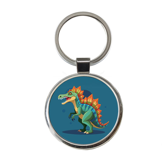 Spinosaurus Dinosaur Round Metal Keychain