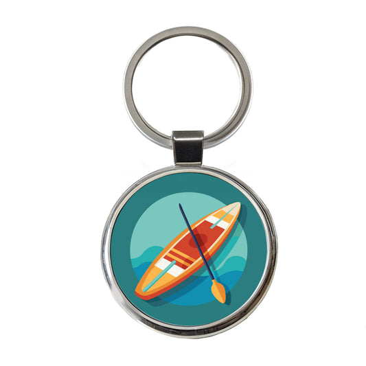 Stand Up Paddle Board Boarding SUP Round Metal Keychain